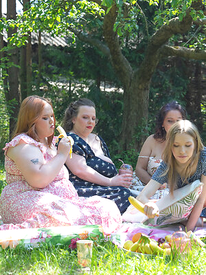 BBW Stepmoms Gertruda and XXL Lady Dominate Young Maya Sinn in This Naughty Lesbian Foursome