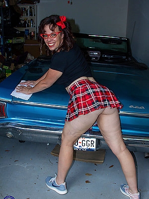 naughty mom loves dressing up as a teen and get wet in her husbands car